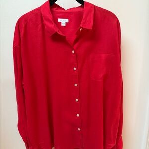 J. Jill Vibrant Red Linen Shirt